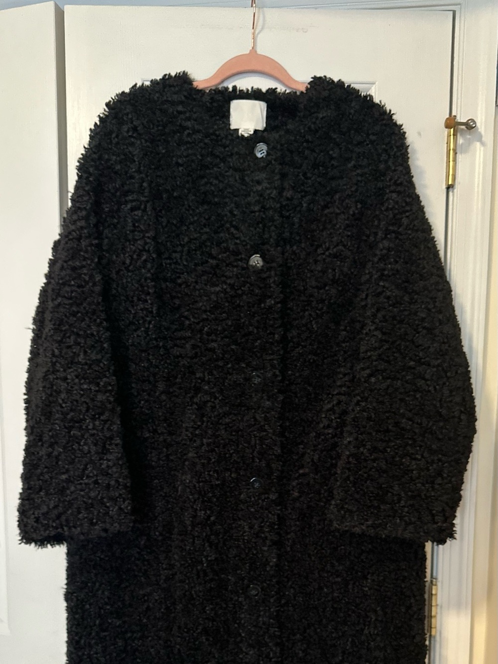 H&M Women’s Black Faux Shearling Long Coat size xxl